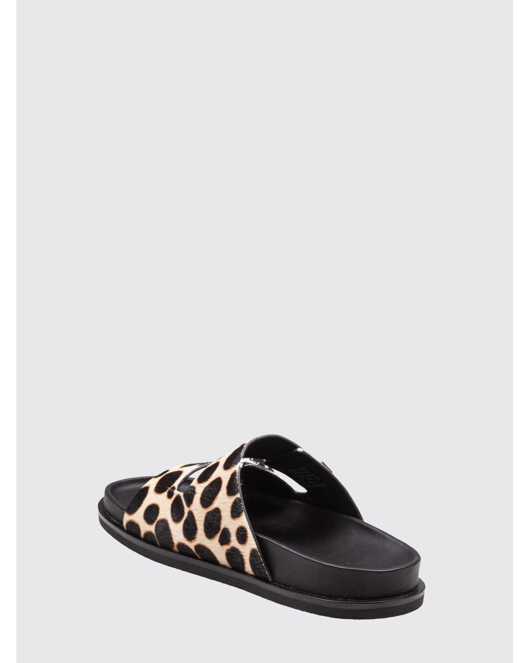 Tory Burch White Animal-Print Pony Hair Flat Sandals With Double T Logo