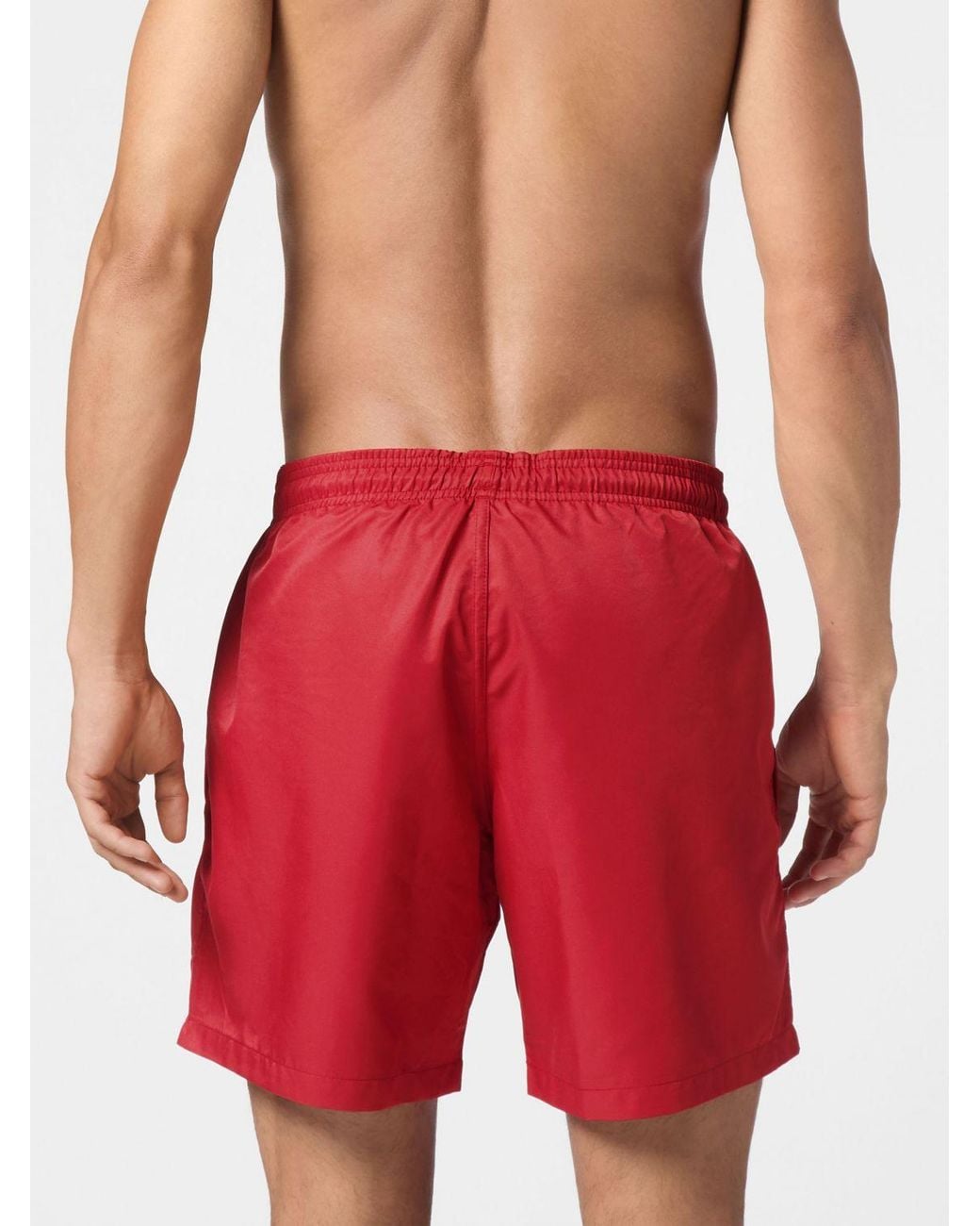 Philipp Plein Red Nylon Swimming Trunks With Elasticated Waist And Contrast Logo for men
