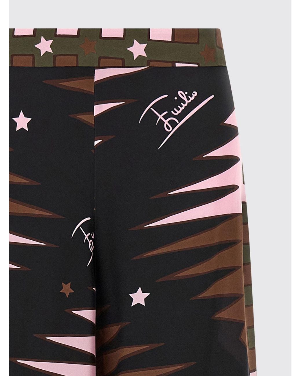 Emilio Pucci Multicolor High-Waisted Geometric Print Silk Wide-Leg Palazzo Trousers
