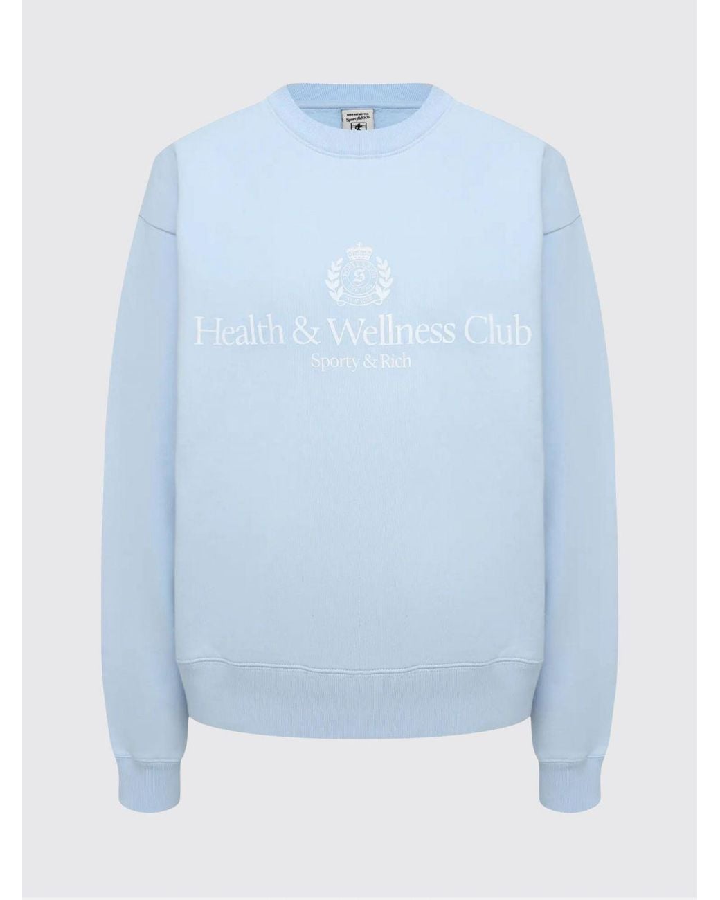 Sporty & Rich Blue Sporty &Amp Rich Relaxed Fit Cotton Crewneck Sweatshirt With Contrast Logo