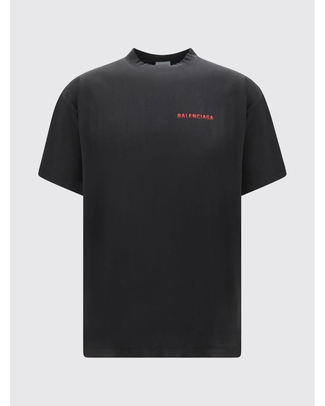 Balenciaga Black Cotton T-Shirt With Contrasting Logo And Dropped Shoulders for men