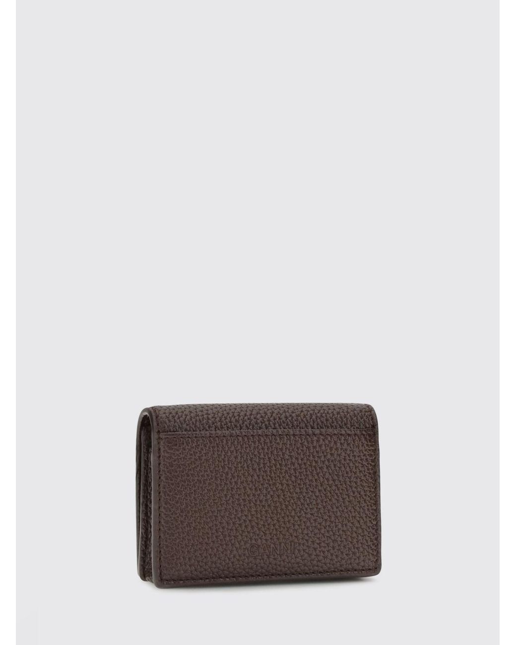 Ganni Brown Butterfly Logo Recycled Leather Flap Wallet