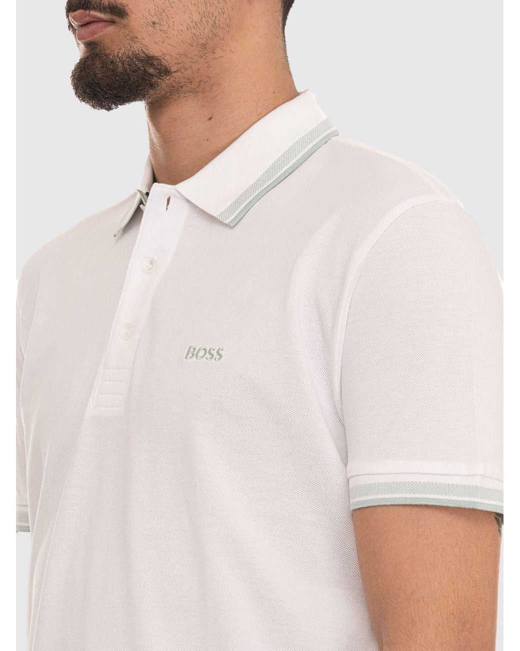 Boss White Basic Cotton Polo Shirt for men
