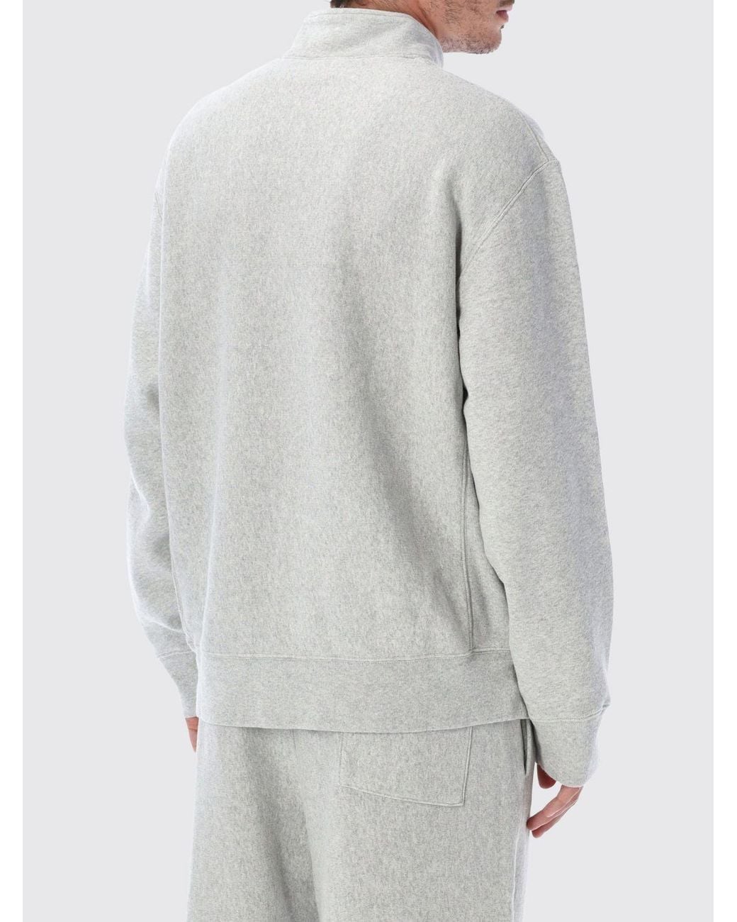 Champion Gray High-Neck Half-Zip Cotton Blend Sweatshirt for men
