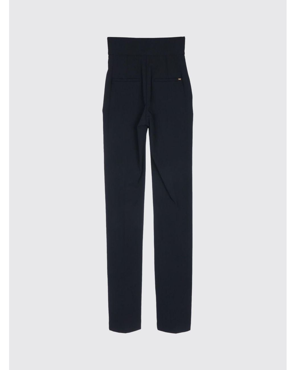 Elisabetta Franchi Blue High-Waisted Straight Leg Tailored Crêpe Trousers