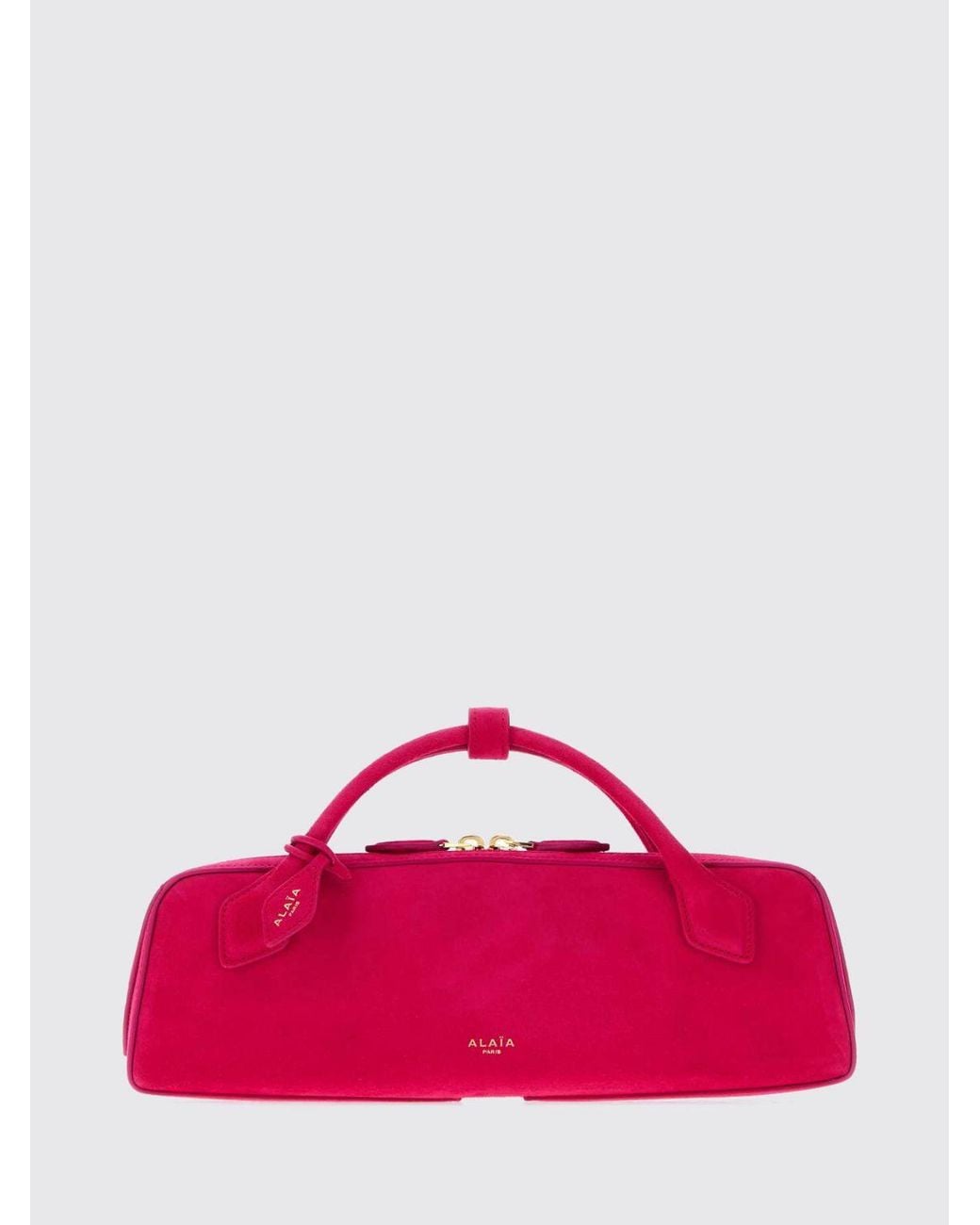 Alaïa Pink Le Teckel Suede Sheepskin Handbag With Logo Charm