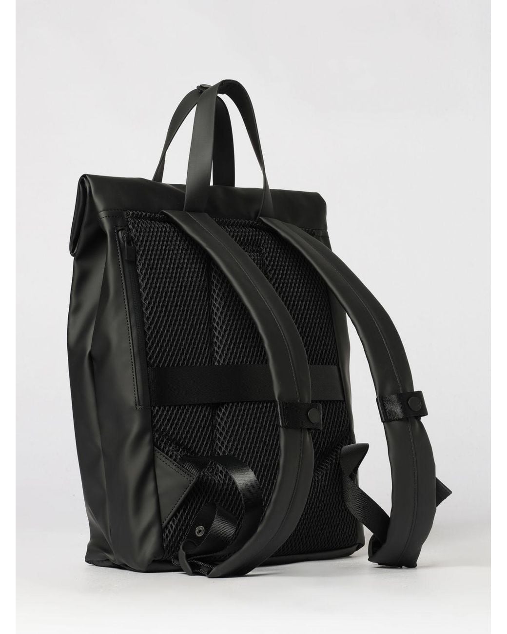 Rains Black 2 Way Waterproof Polyester Tote Backpack With Flap Closure for men