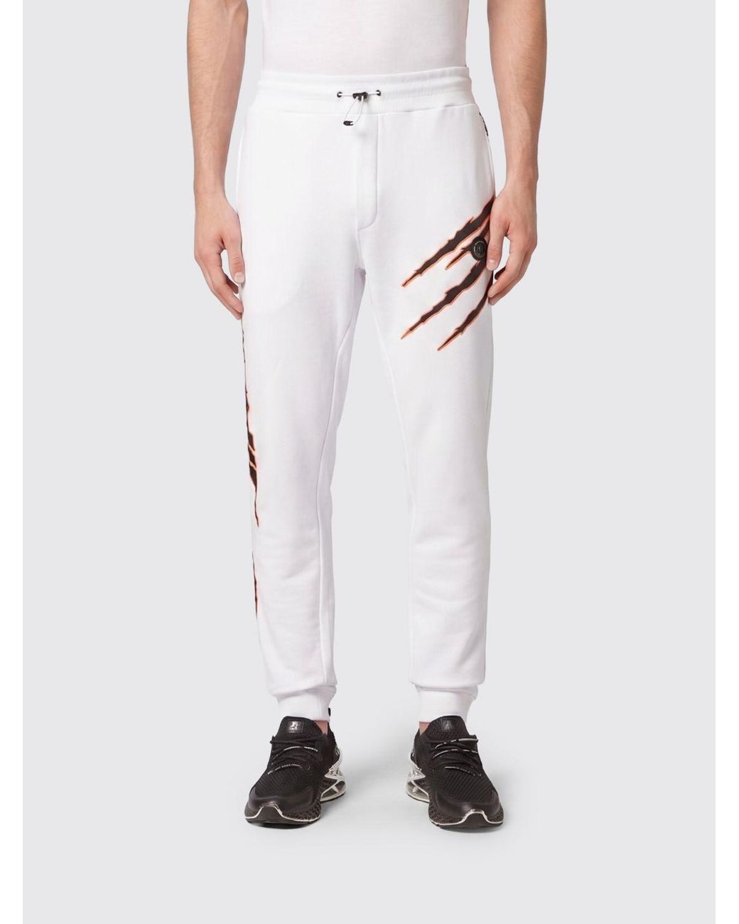 Philipp Plein White Jersey Jogging Trousers With Contrast Logo And Drawstring for men