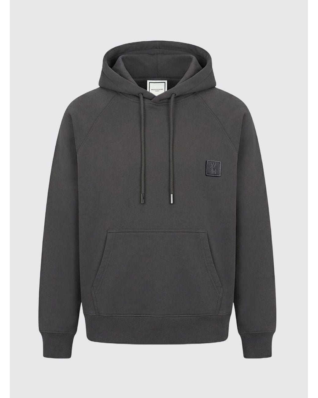 Wooyoungmi Gray Slim Fit Cotton Hoodie With Drawstring And Kangaroo Pocket for men