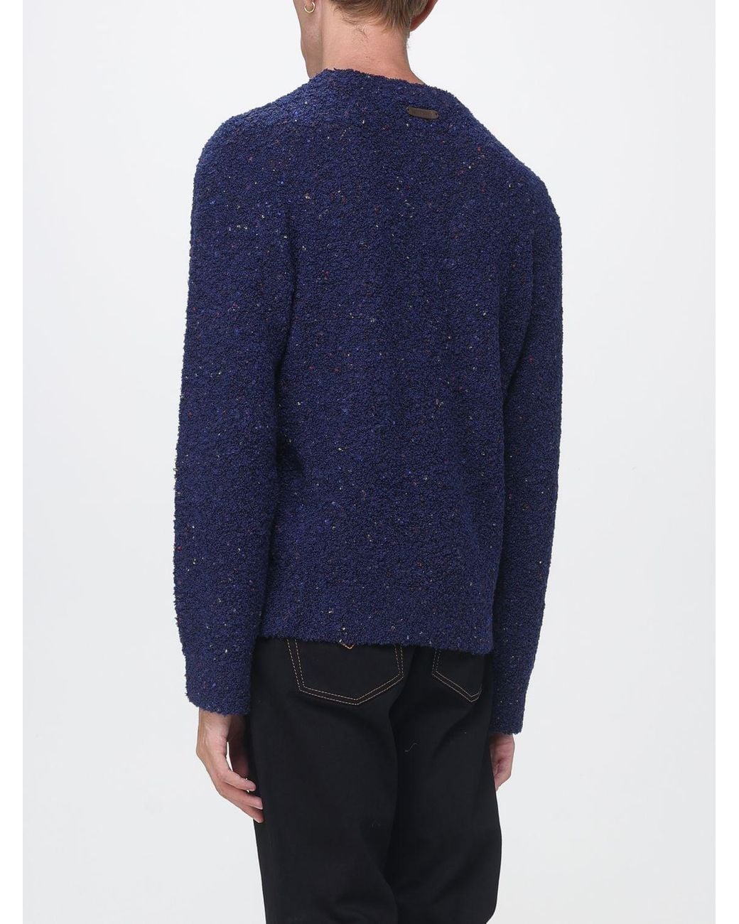 Moschino Couture Blue Virgin Wool Blend Teddy Bear Print Crewneck Jumper for men