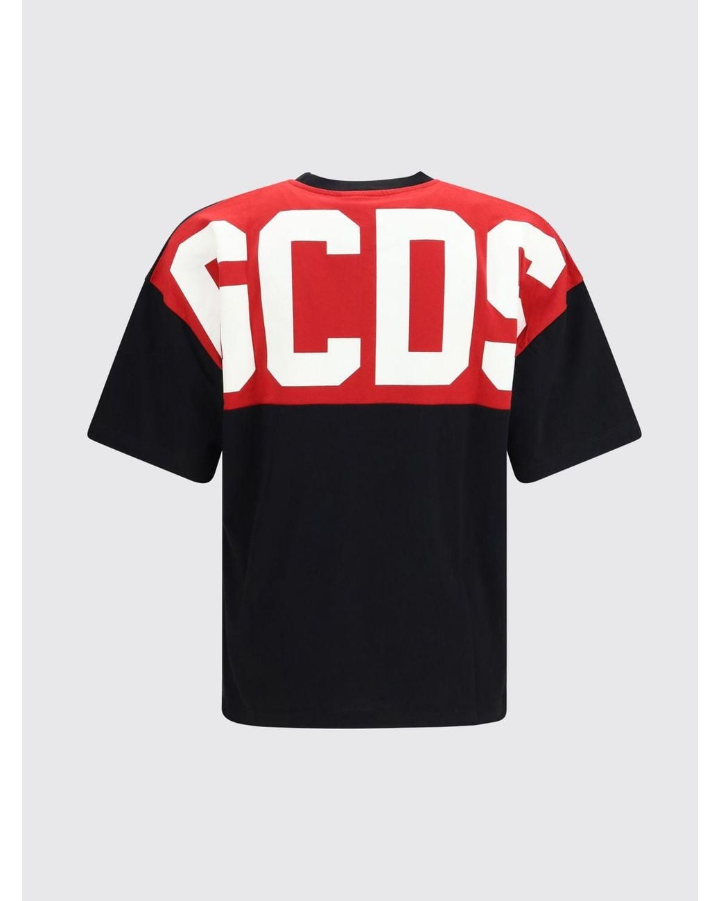 Gcds Blue Cotton T-Shirt With Back Logo And Dropped Shoulders for men