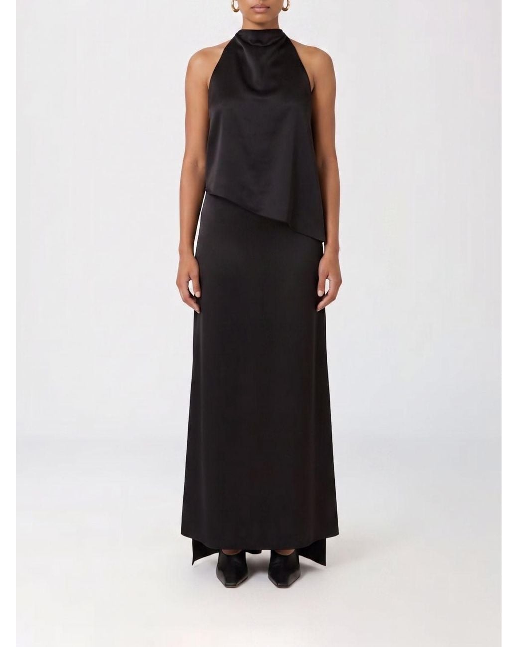 Sportmax Black Dolmen Long Satin Dress