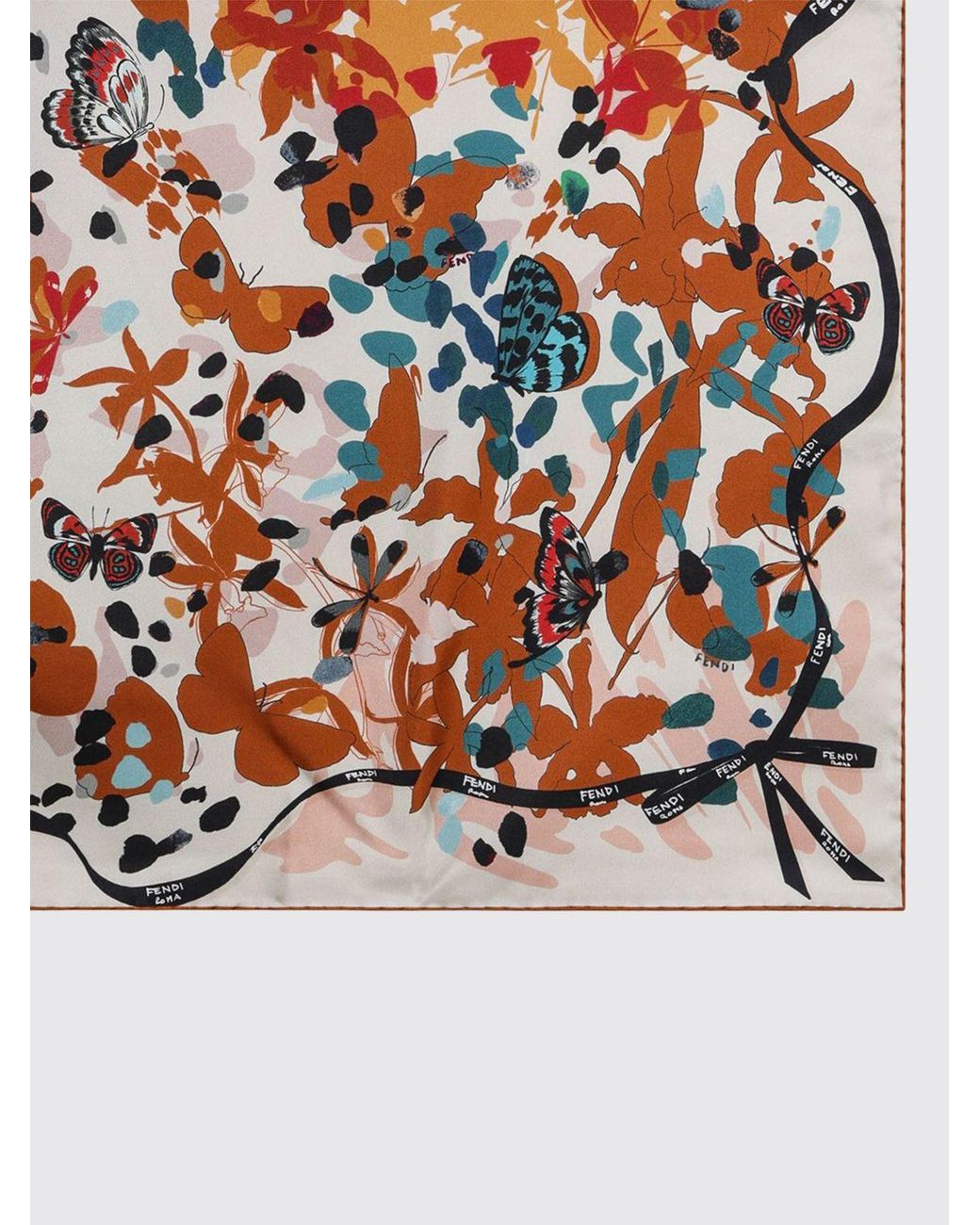 Fendi Multicolor Silk Foulard With Floral Print