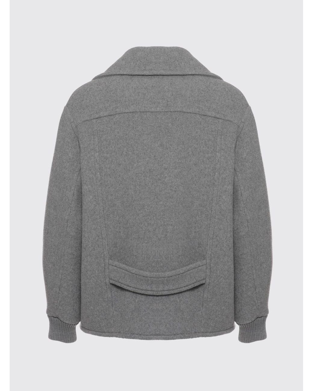 Moschino Couture Gray Double-Breasted Wool Blend Caban Coat With Lapels for men