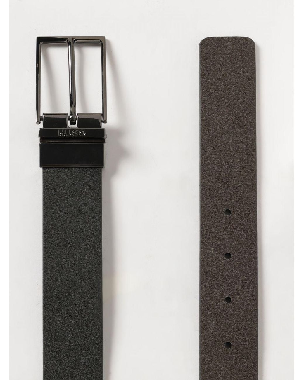 HUGO Black Reversible Leather Belt for men