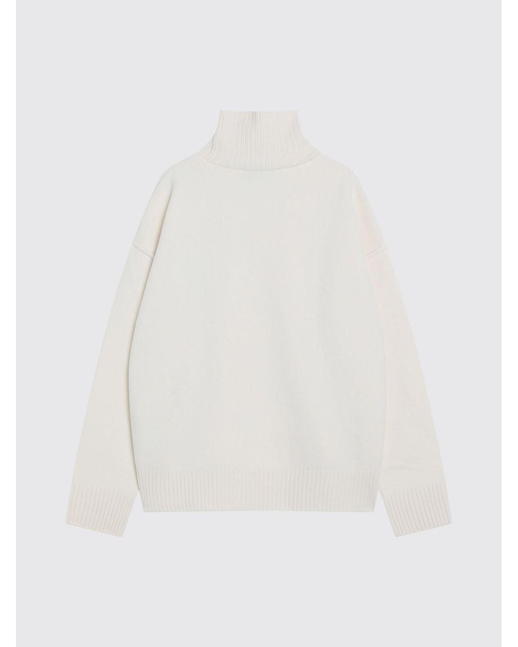 AMI White Jacquard Logo Wool Turtleneck Jumper With Dropped Shoulders for men