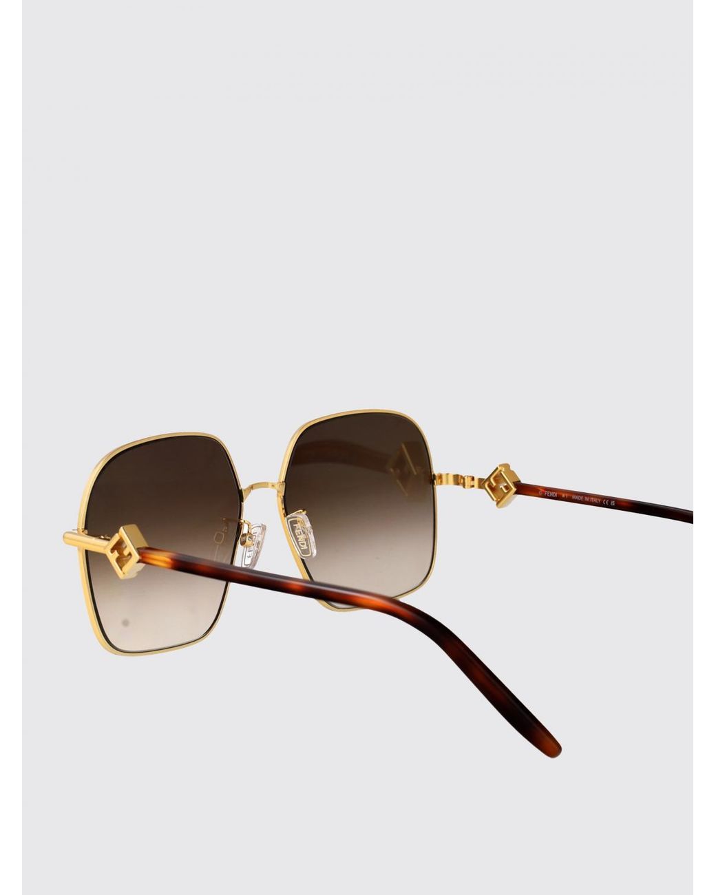 Fendi White Oversized Square Ff Monogram Metal Sunglasses