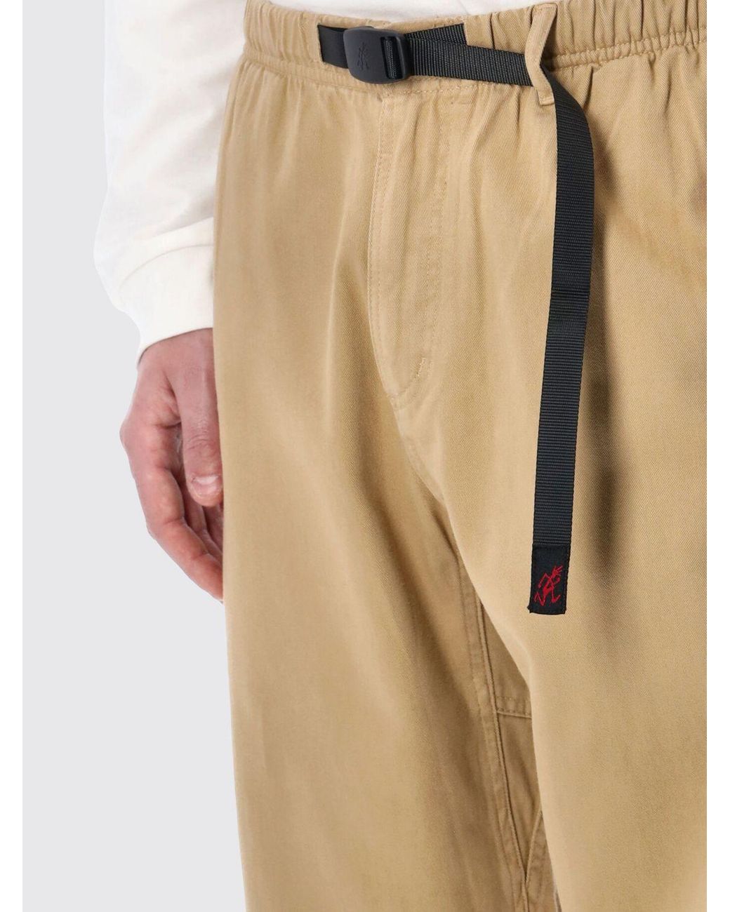 Gramicci Natural Wide Leg Cotton Drawstring Trousers With America Pockets for men