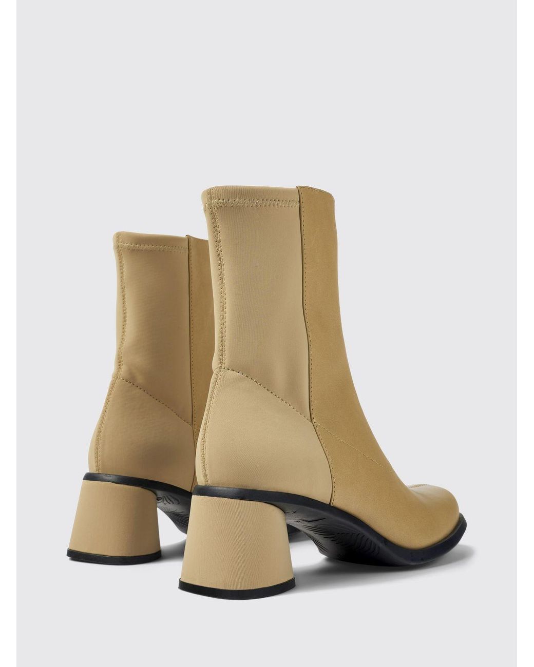 Camper White Kiara Bicolour Smooth Leather Ankle Boots With Medium Heel