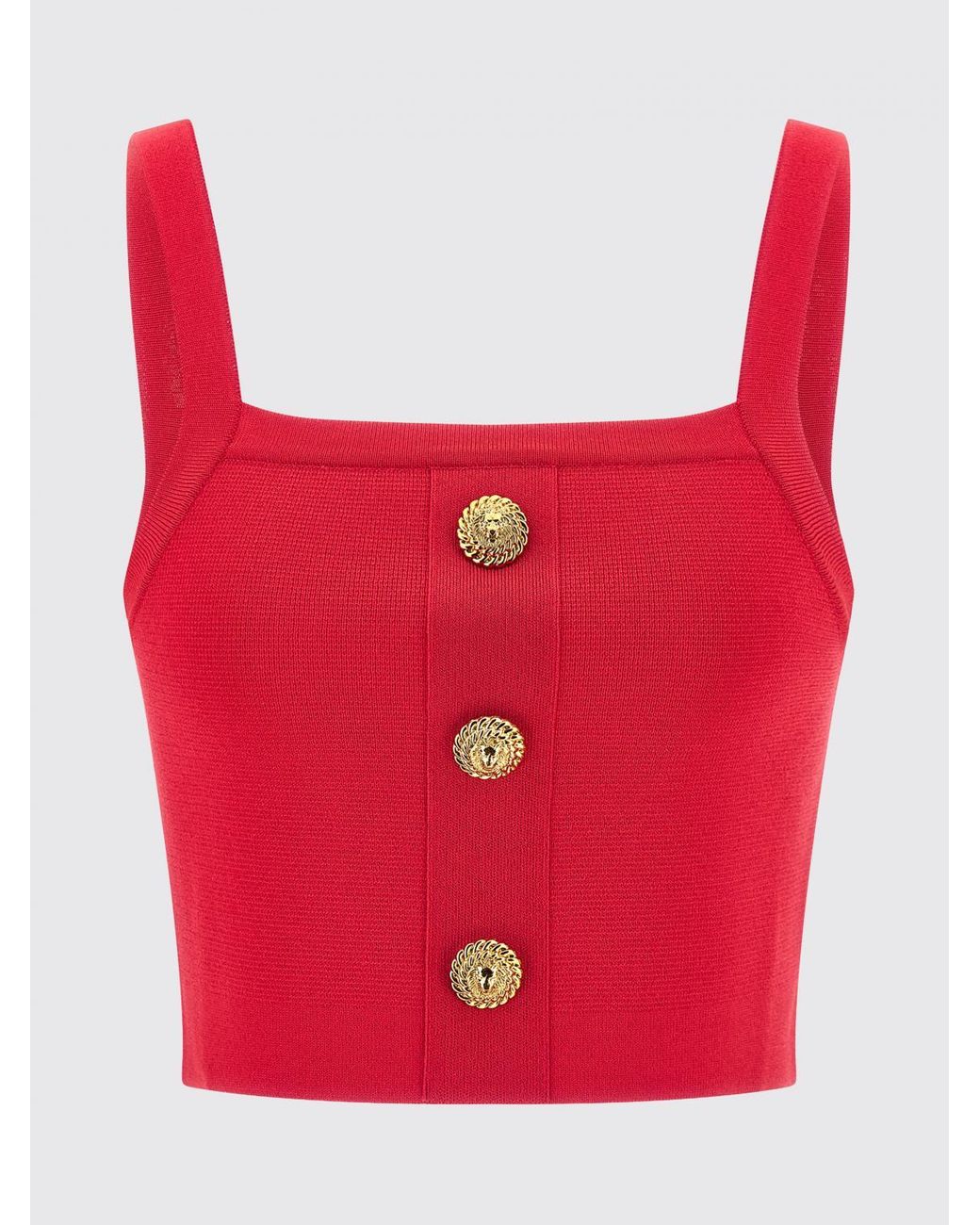 Top Corto De Punto Balmain de color Red