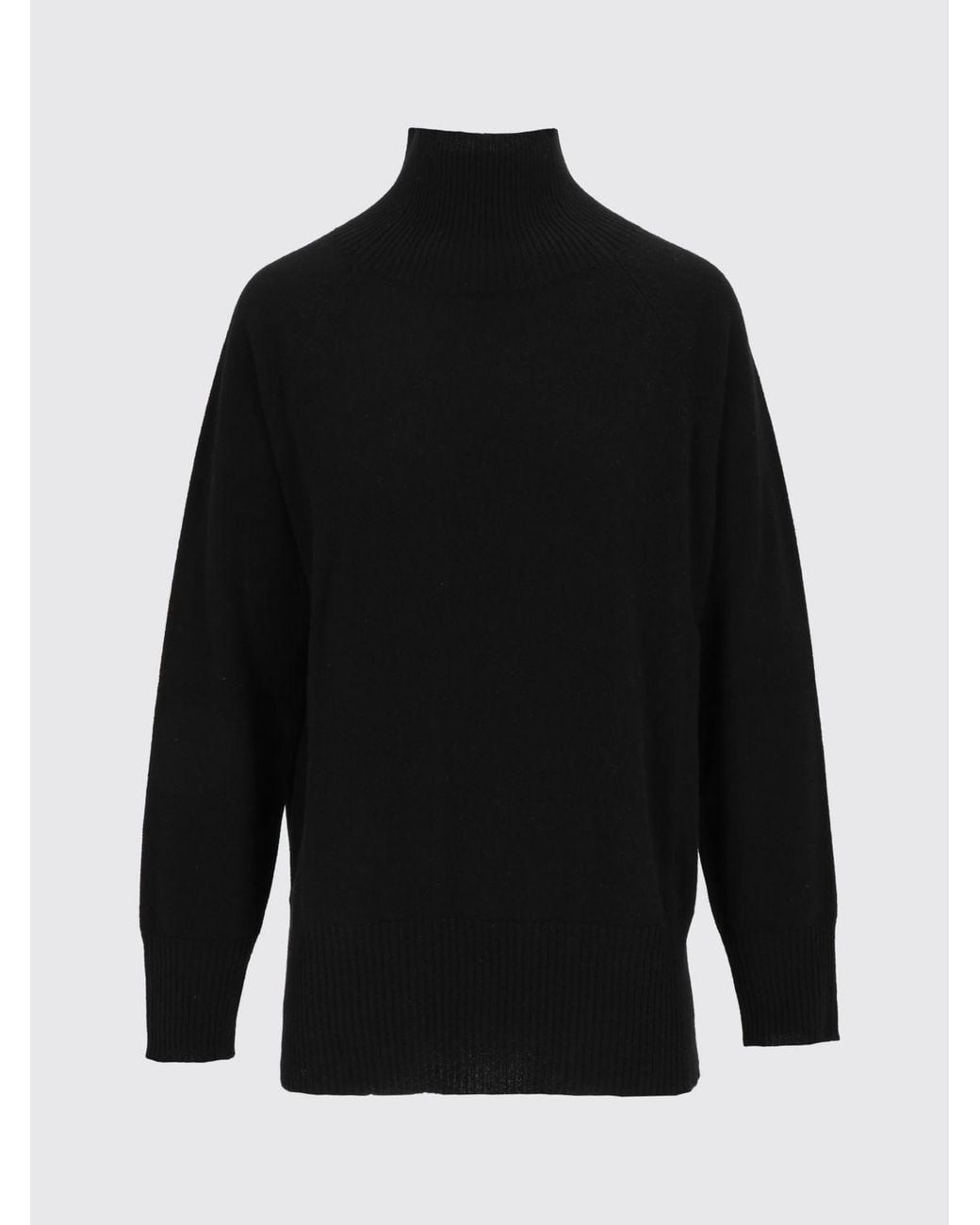 Kangra Black Wool Long-Sleeved Roll Neck Jumper With Ribbed Trims