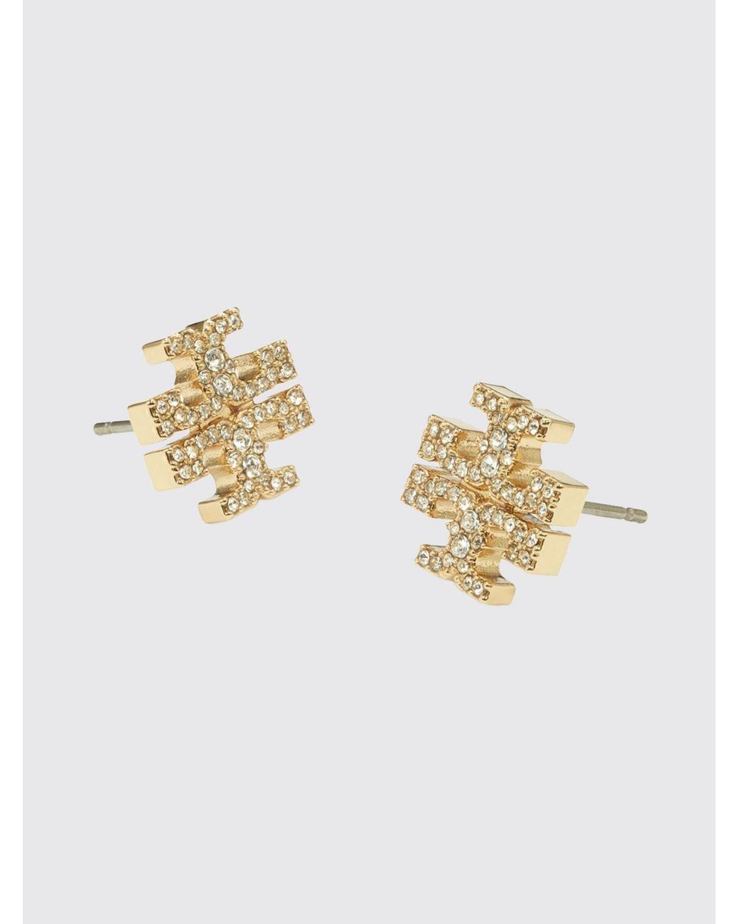 Tory Burch Metallic Icon Pavé-Kristall-Ohrstecker Aus Messing Mit Double T-Logo