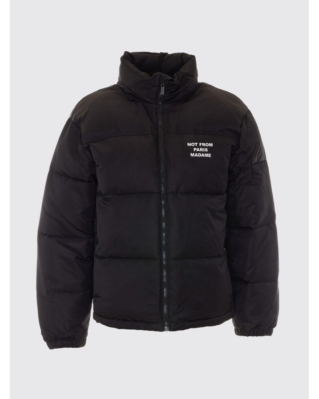 Drole de Monsieur Black Waterproof Quilted Puffer Jacket With High Neck And Contrast Logo for men