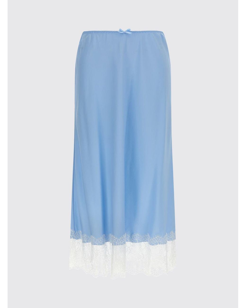 Moschino Couture Blue Silk Skirt With Lace Inserts