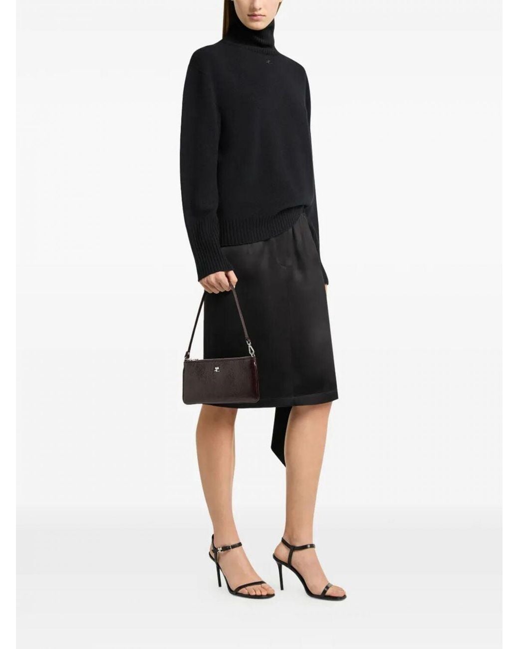 Courreges Red CourrÈ Ges Small Crinkled-Effect Patent Leather Shoulder Bag