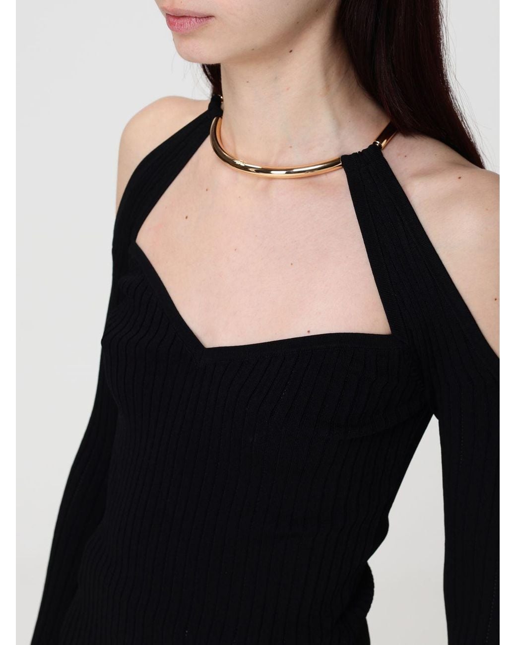 Elisabetta Franchi Black Ribbed Viscose Knit