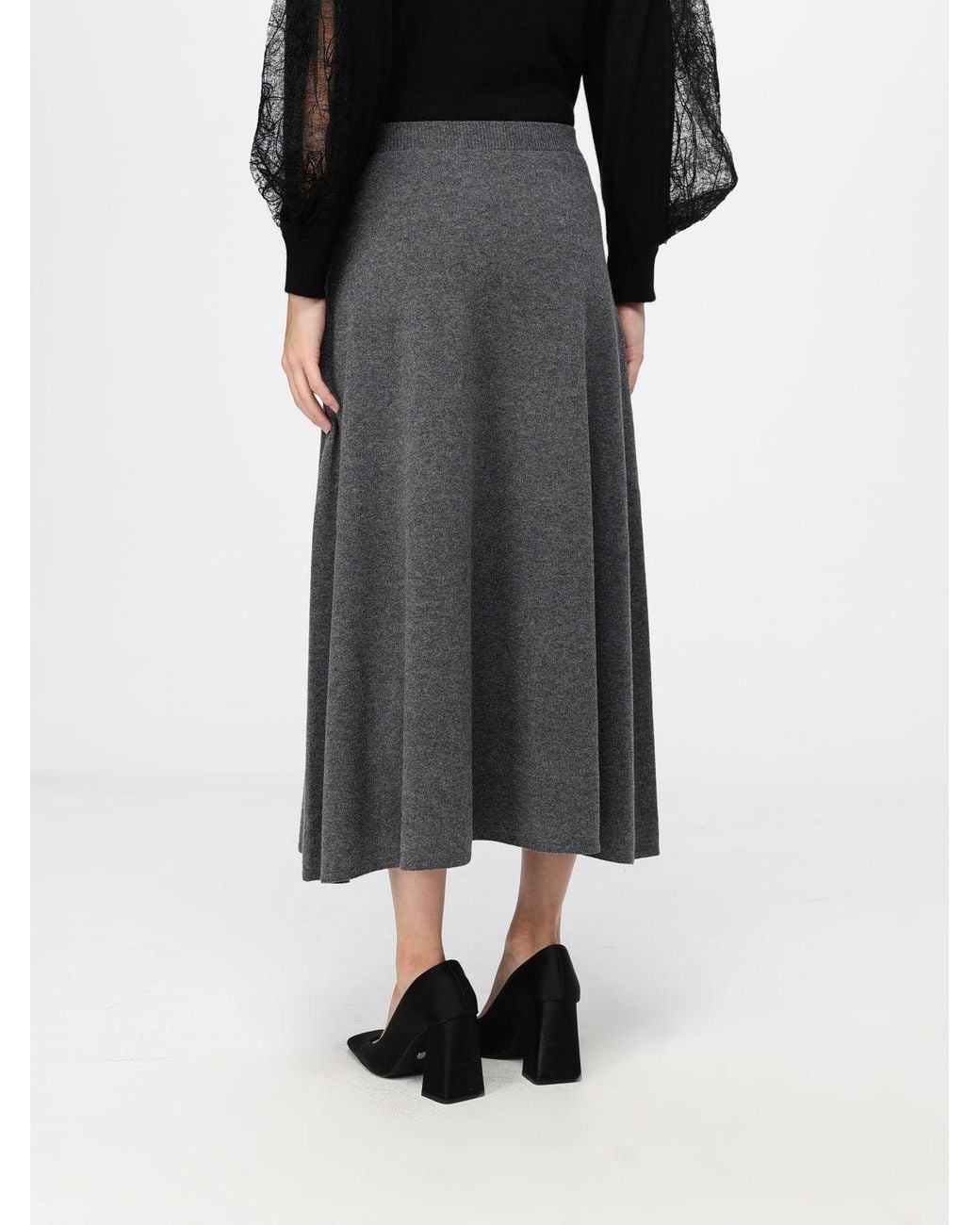 Fabiana Filippi Black High-Waist A-Line Knit Midi Skirt
