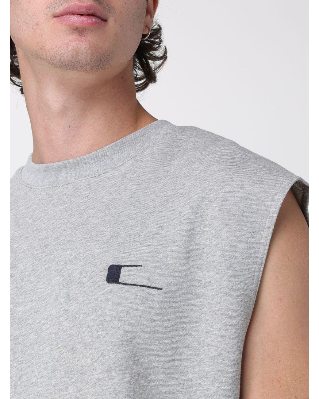 Carrera Gray Sleeveless Cotton Sweatshirt With Crew Neck And Contrast Logo for men