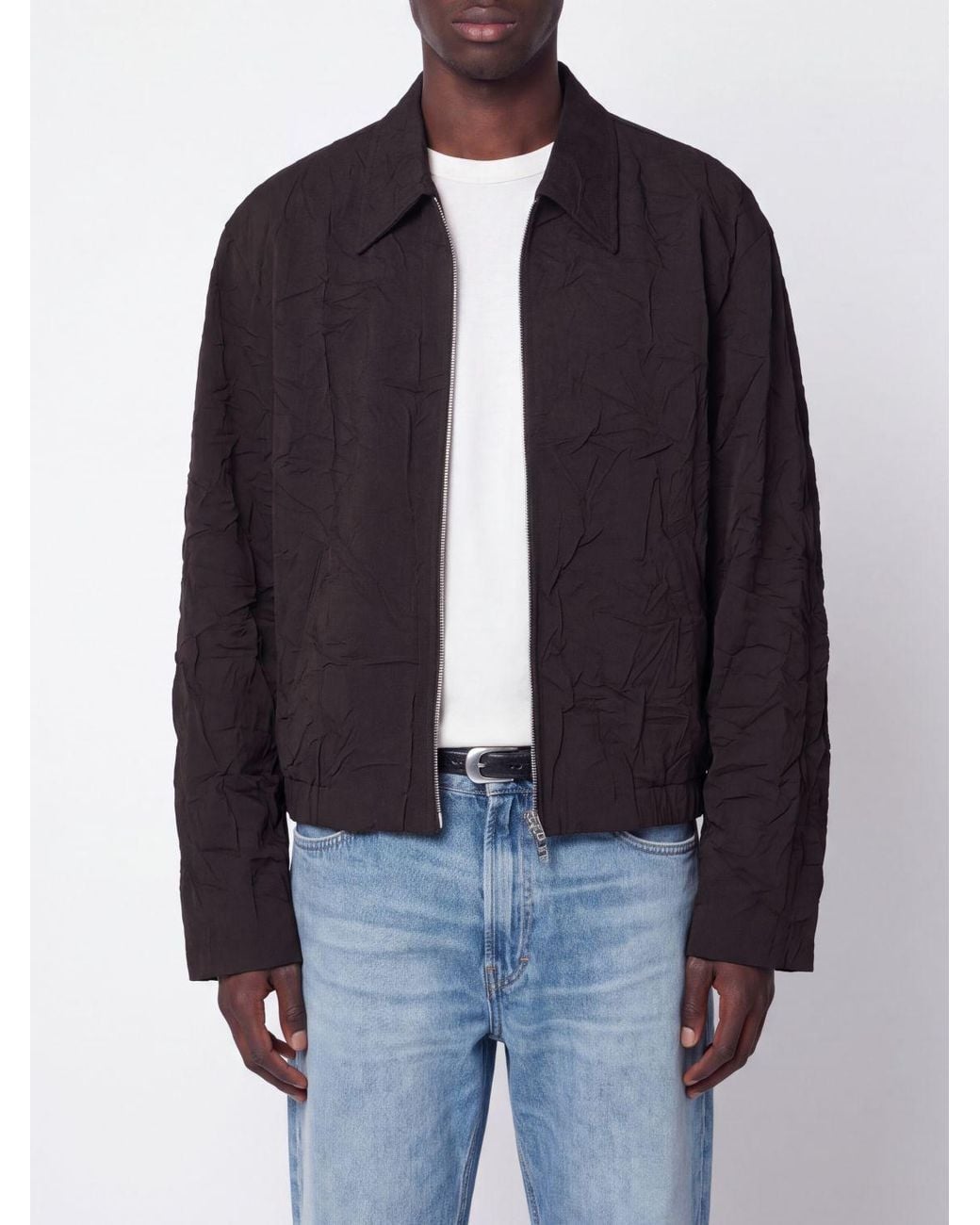 Our Legacy Blue Virgin Wool Shirt Jacket With Zip Closure for men