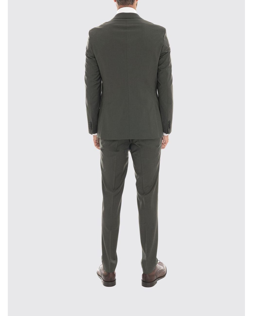 Boss Gray Single-Breasted Stretch Virgin Wool Suit With Classic Lapels for men