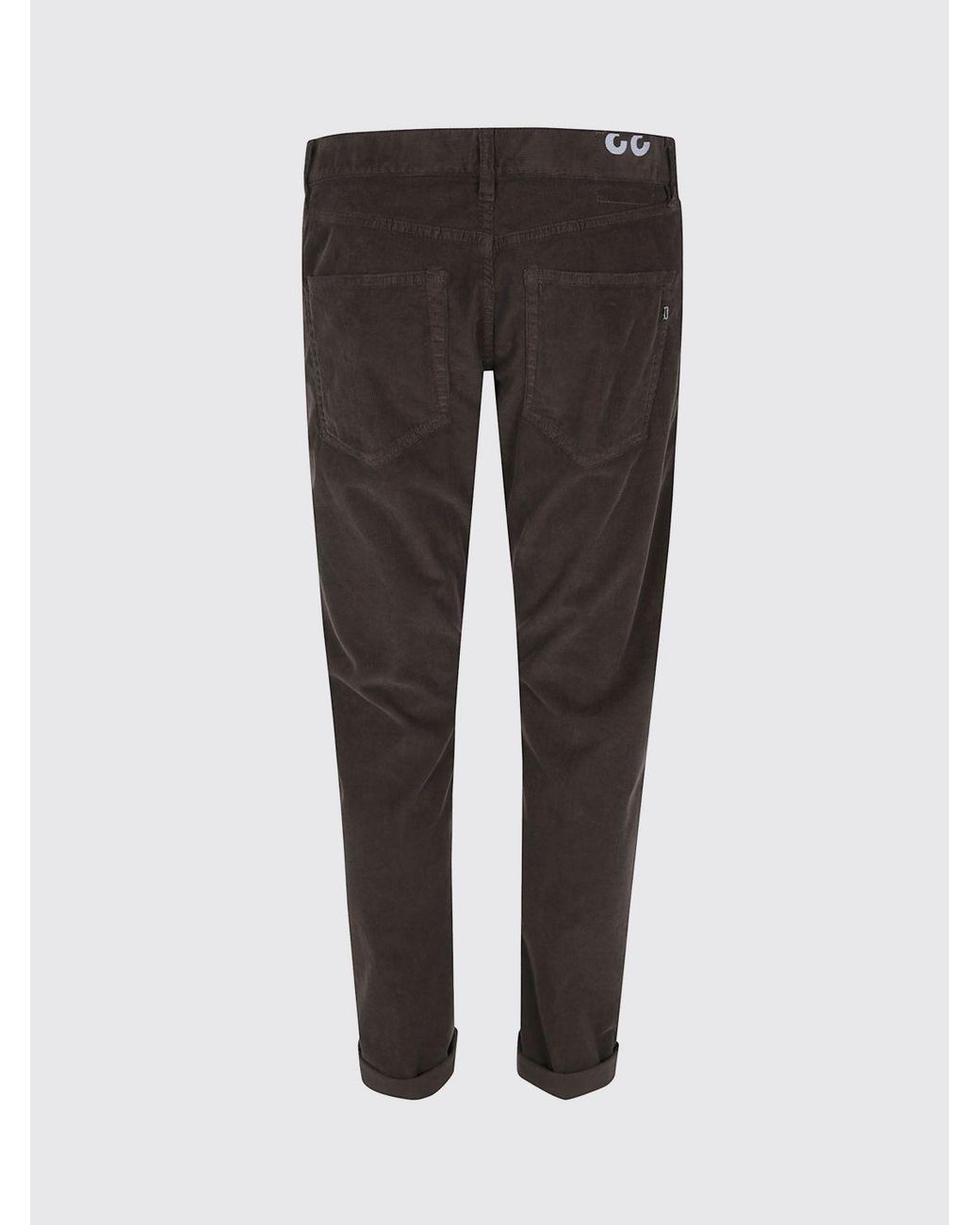 Dondup Brown Mid-Rise Slim Fit Corduroy Trousers With Turn-Up Cuffs for men