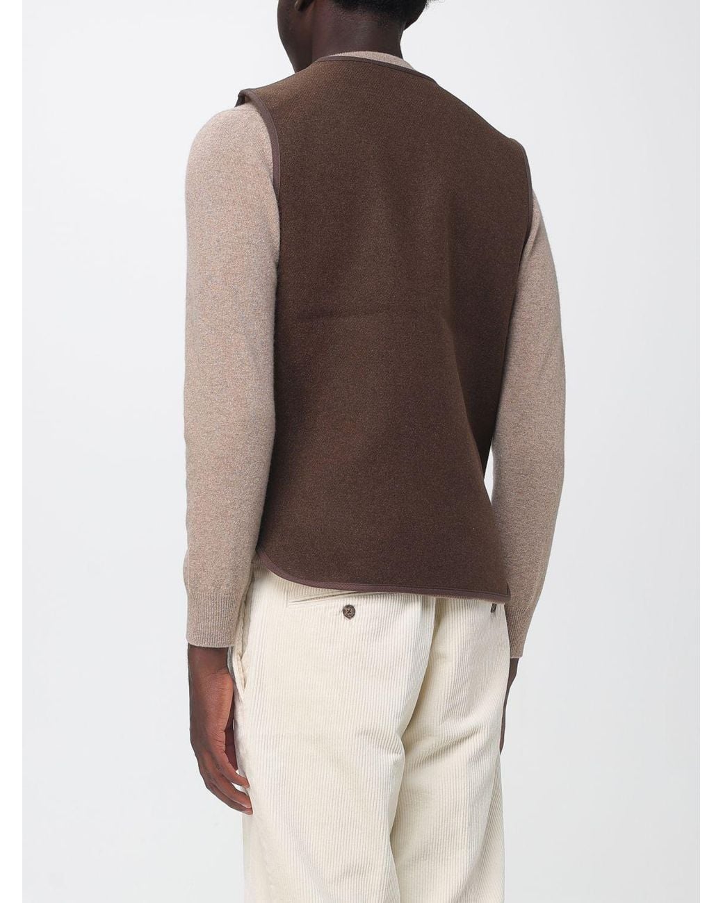 Sebago Brown Reversible Cotton Tailored Waistcoat With V-Neck for men