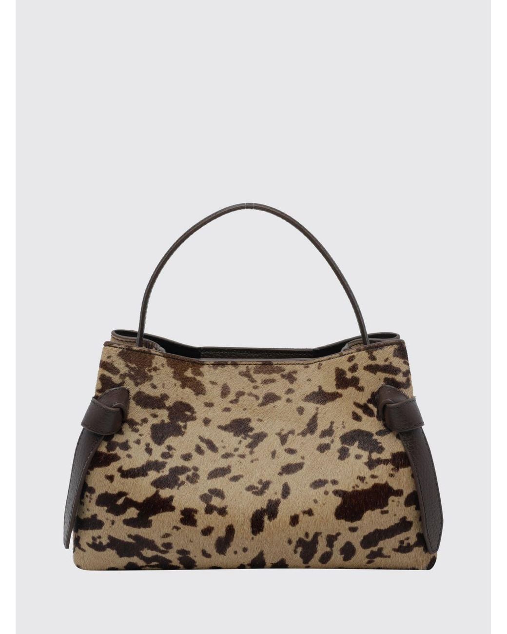 Yuzefi Metallic Gyoza Animal Print Pony Hair Mini Handbag With Shoulder Strap