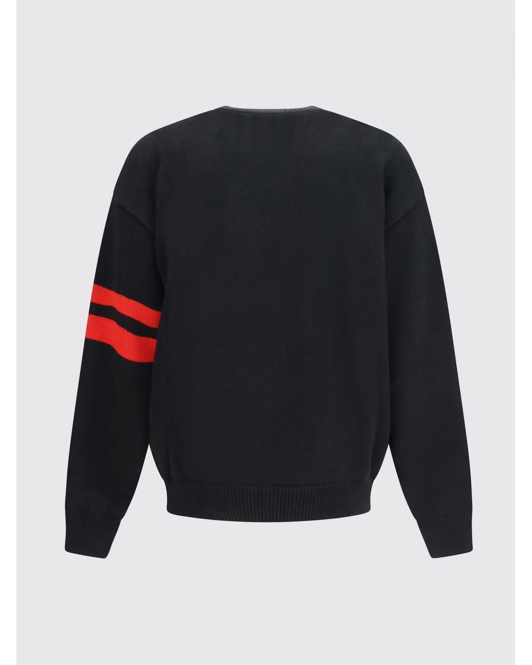 Gcds Black Crewneck Wool Blend Jumper With Contrast Logo And Slightly Dropped Shoulders for men