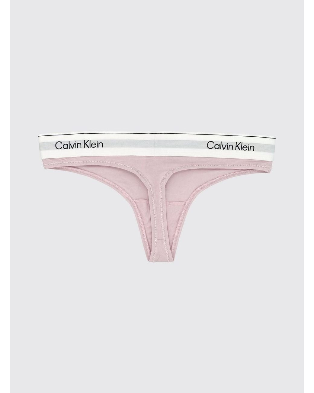 Calvin Klein Pink Cotton And Modal Blend Thong With Logo Waistband