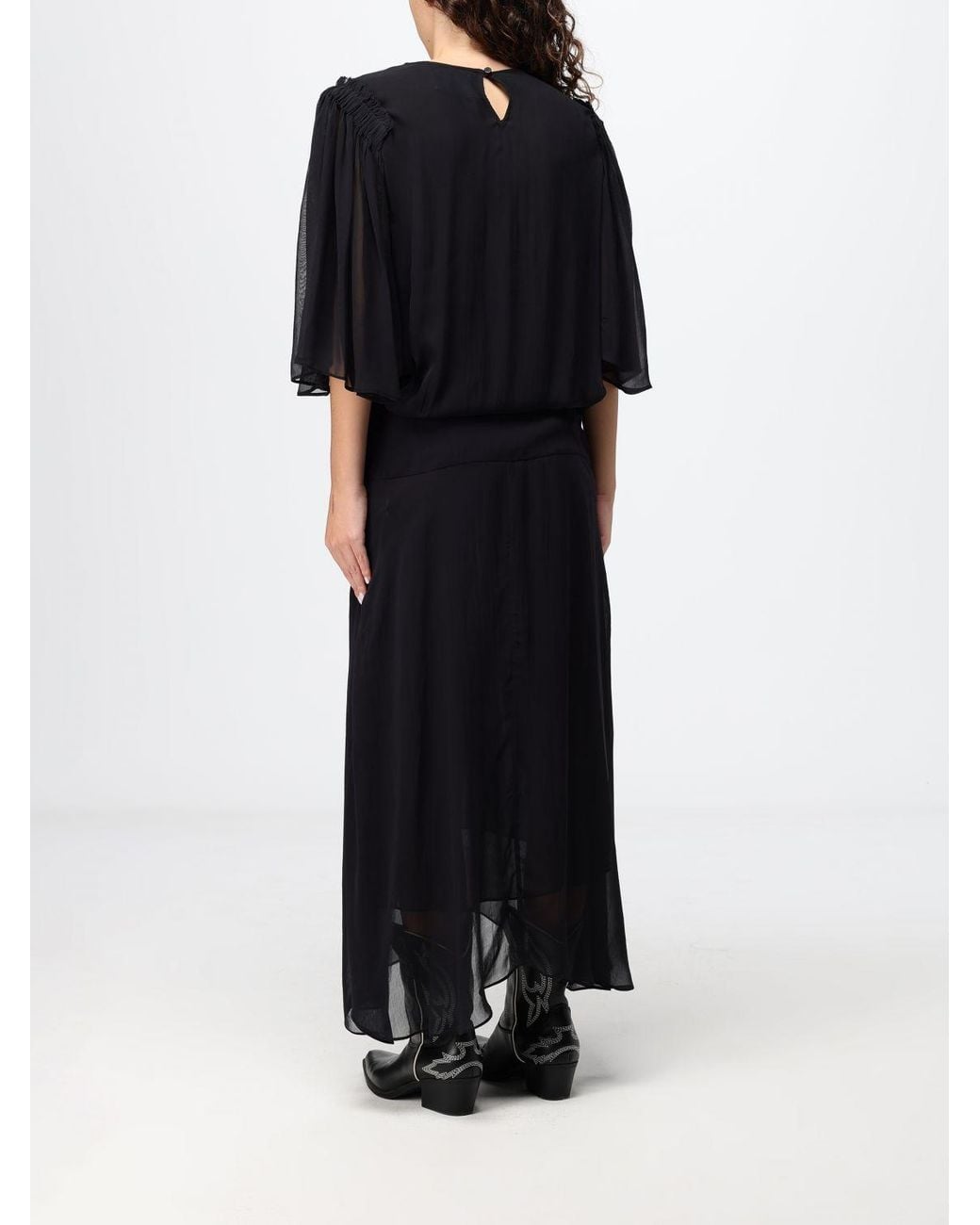 Isabel Marant Black Firda Asymmetric Hem Midi Tunic Dress