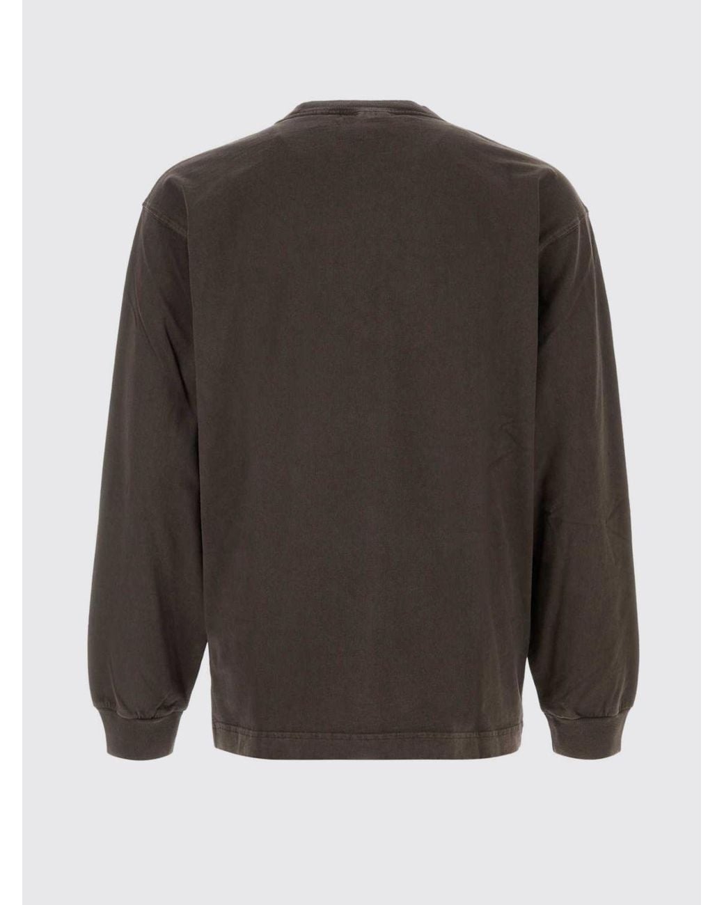 Carhartt Gray Dropped Shoulder Long-Sleeved Cotton T-Shirt With Logo for men