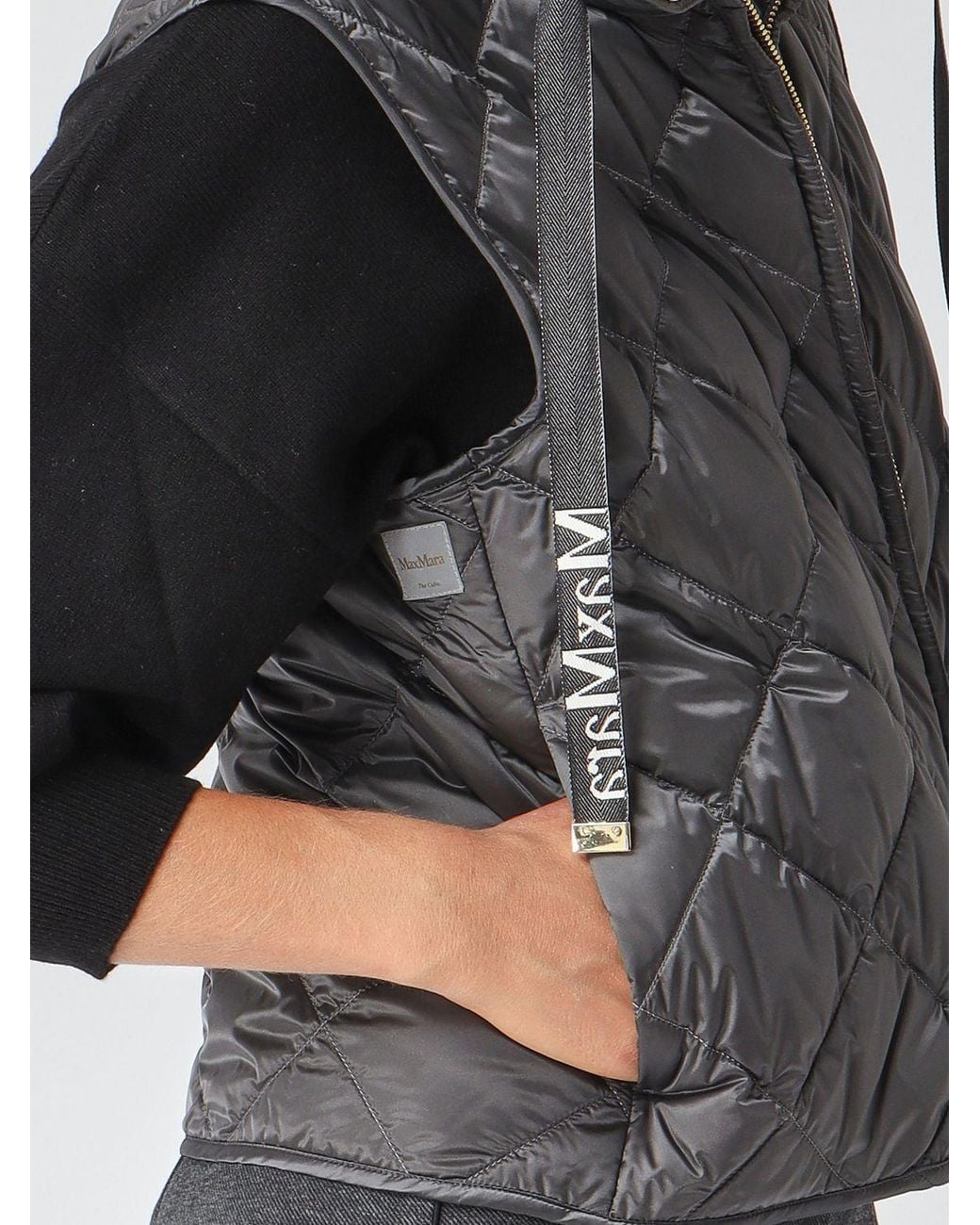 Max Mara Gray Tregic High-Neck Quilted Nylon Padded Gilet