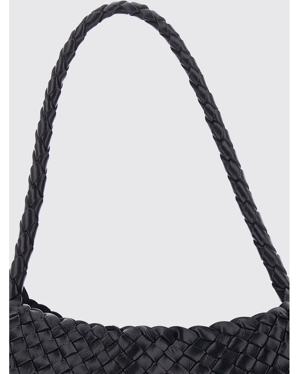 Dragon Diffusion Black Rosanna Woven Leather Flared Shoulder Bag