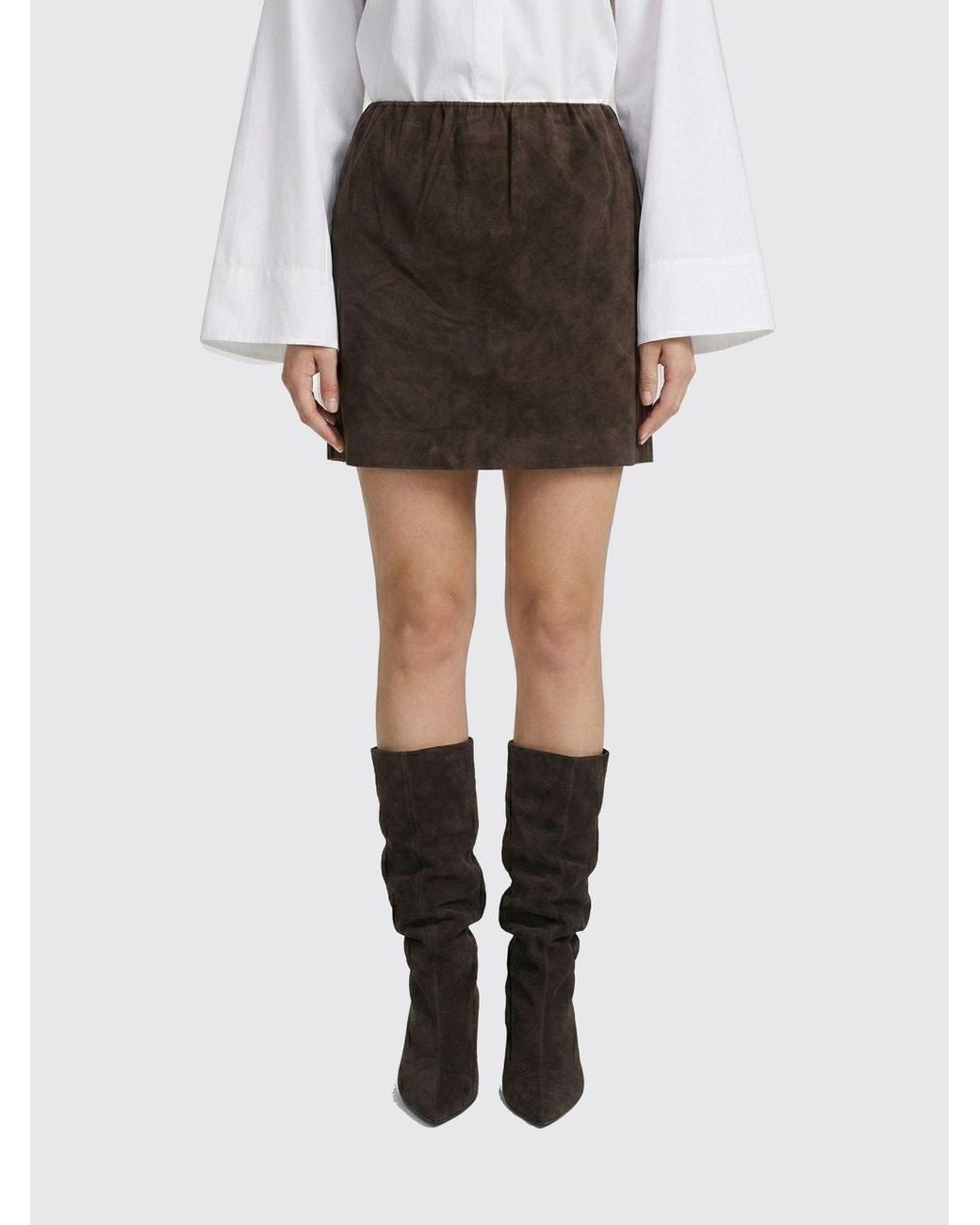 ROTATE BIRGER CHRISTENSEN Brown Suede Mini Skirt
