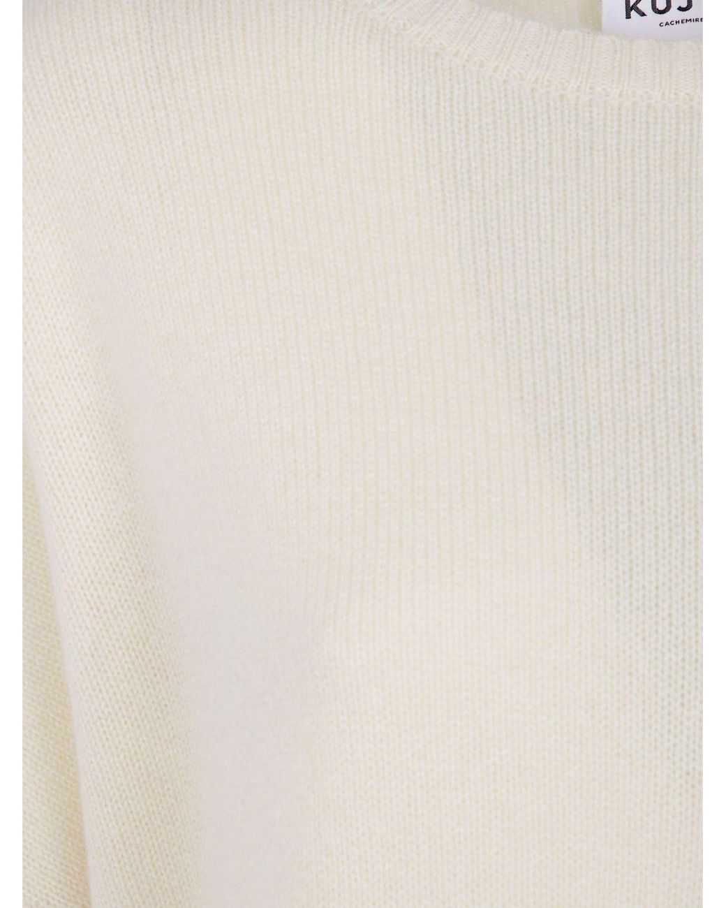 Kujten Natural 100% Cashmere Crewneck Jumper With Long Sleeves And Ribbed Trims