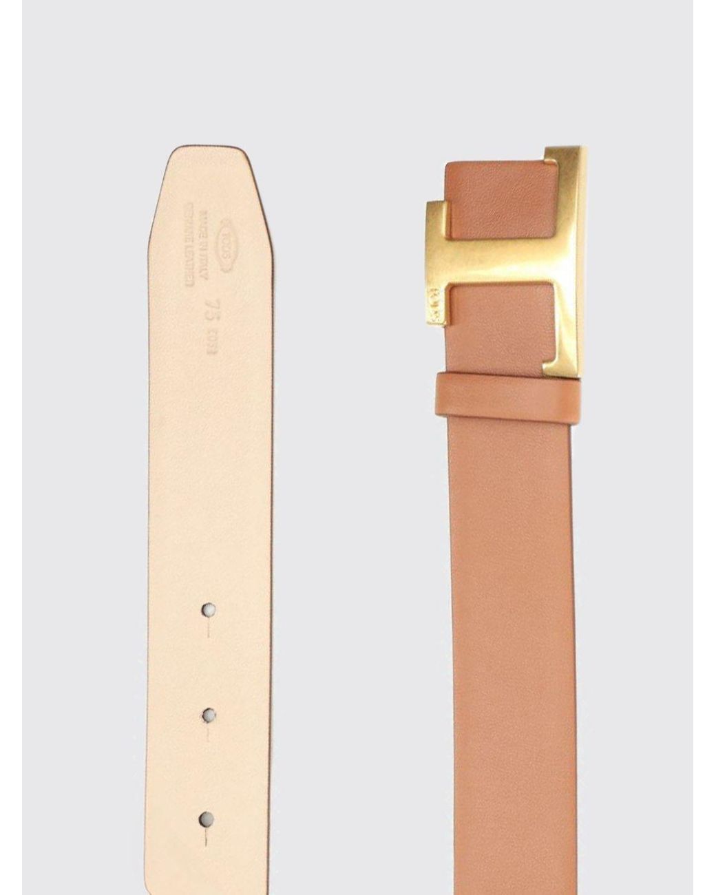 Tod's Natural T Timeless Reversible Smooth Calfskin Belt With Monogram Buckle