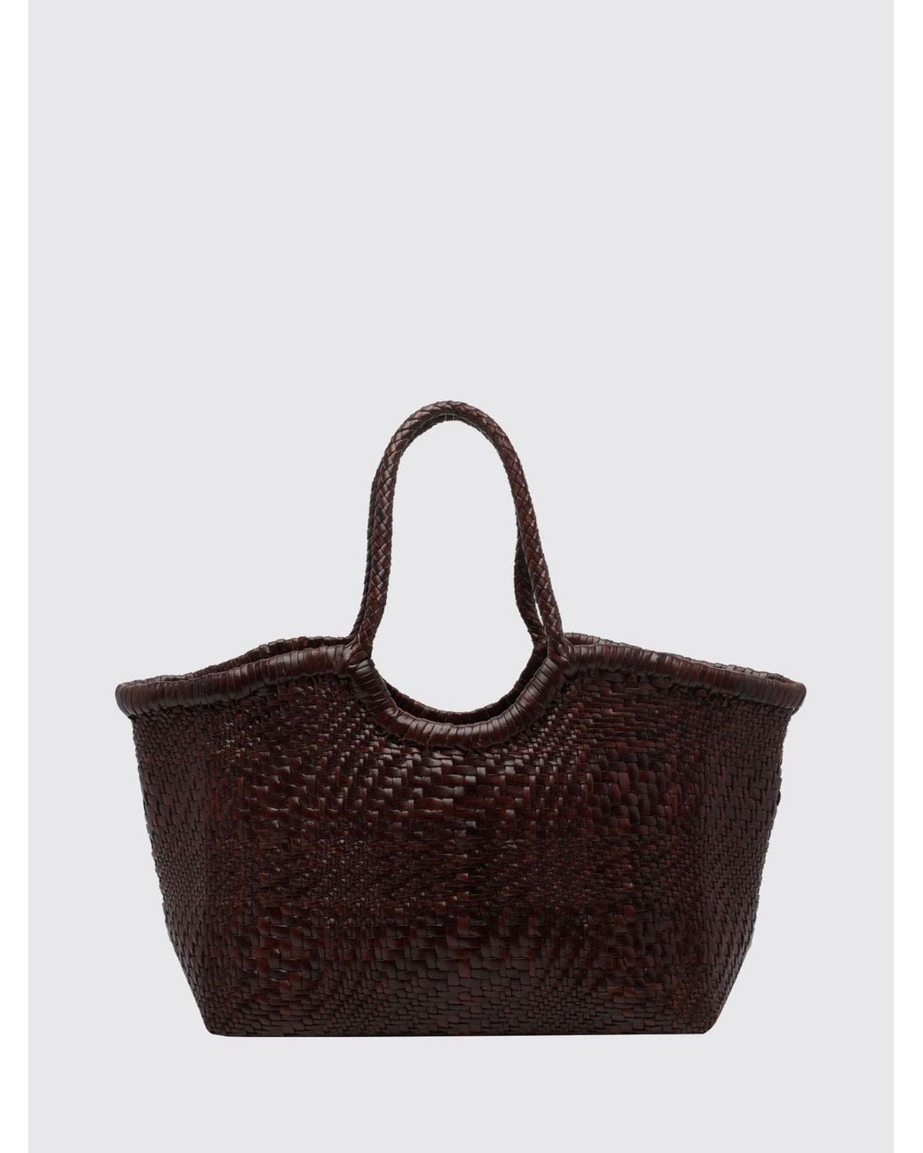 Dragon Diffusion Brown Nantucket Woven Leather Tote Bag With Double Handle