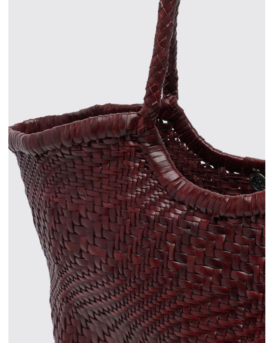 Dragon Diffusion Brown Nantucket Woven Leather Tote Bag With Double Handle