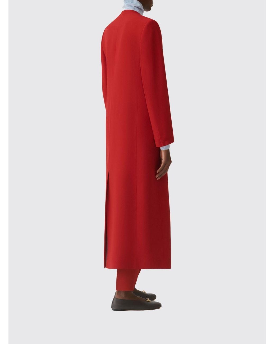 Fabiana Filippi Red Single-Breasted Long Coat