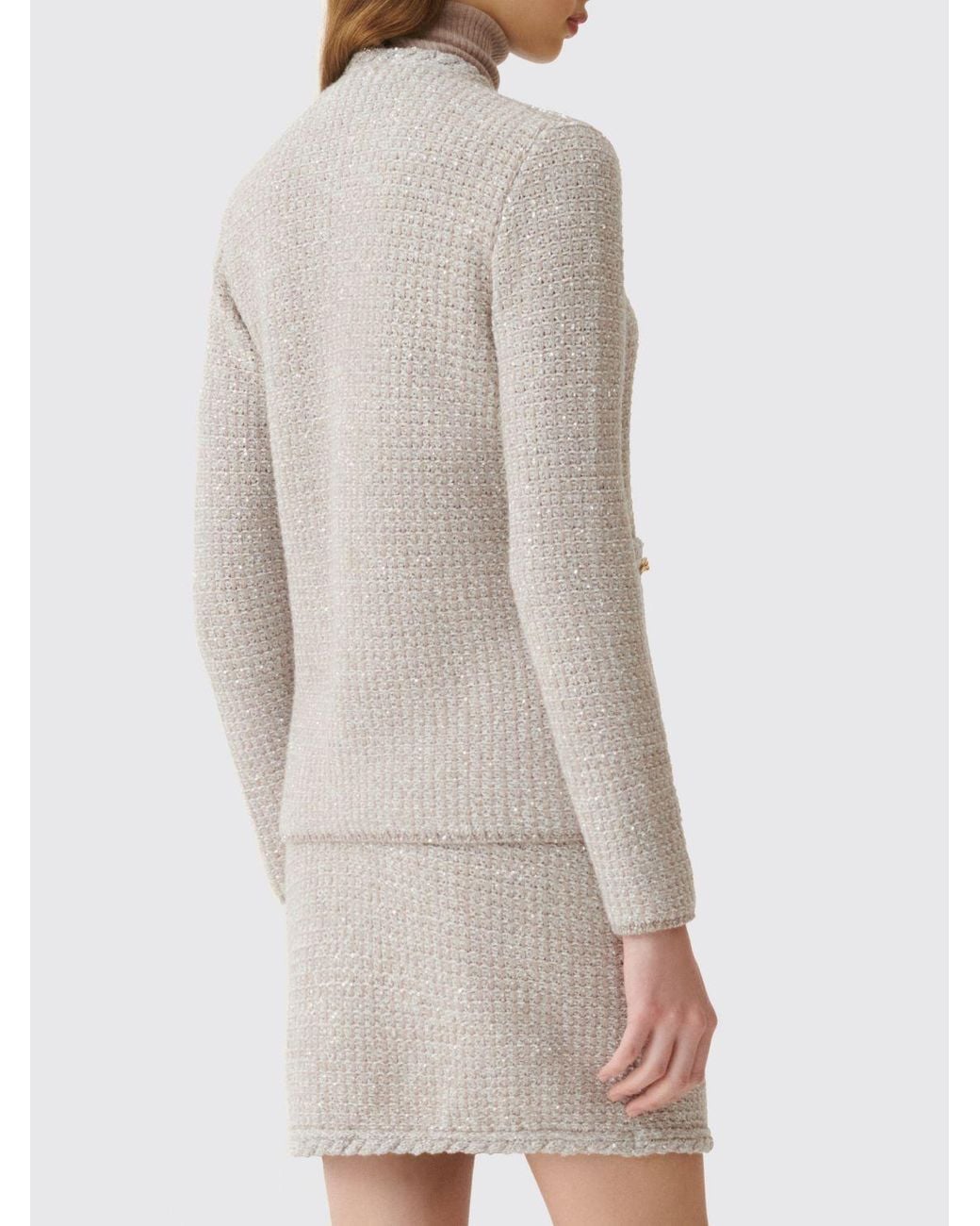 Fabiana Filippi Natural Slim Fit Wool And Cashmere Blend Cardigan With Zip